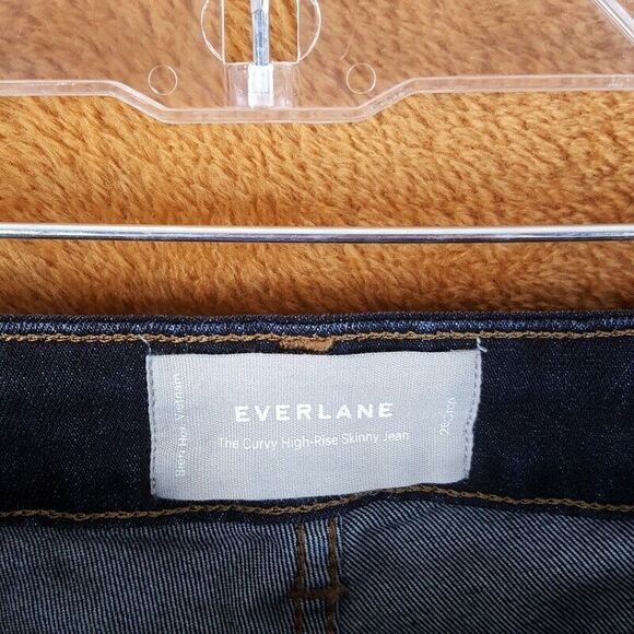 EVERLANE Womens Jeans Size 26 Dark Wash CURVY HIGH RISE SKINNY Crop - Picture 3 of 8